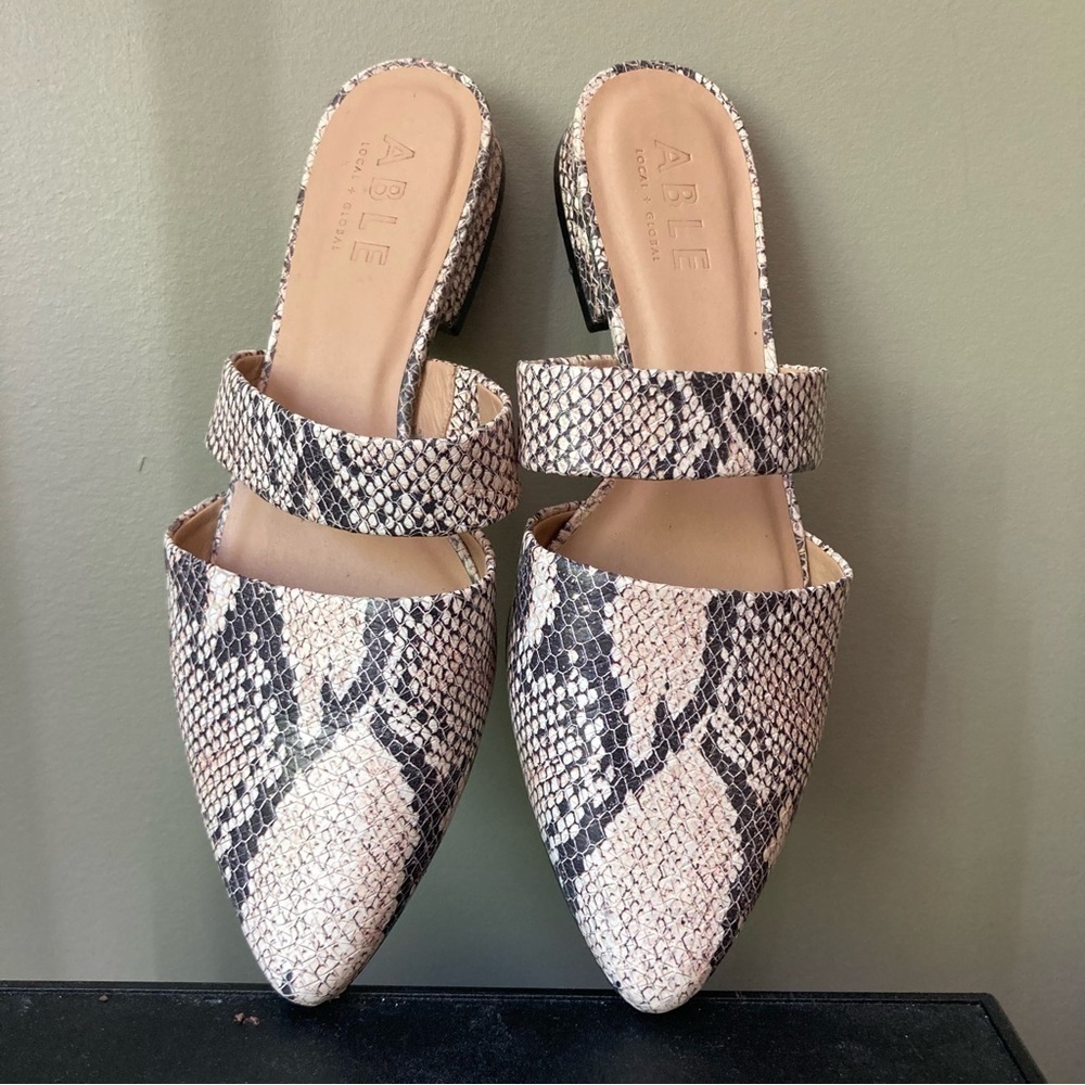 ABLE | Joselyne Snake Python Leather Double Strap… - image 1